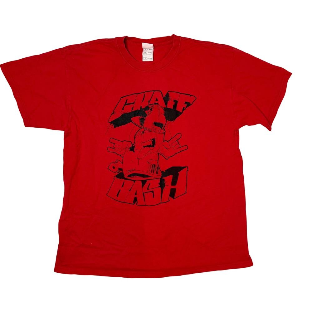 Graff Bash Fruit of the Loom Mens Red Graphic T Shirt Graffiti Art XL